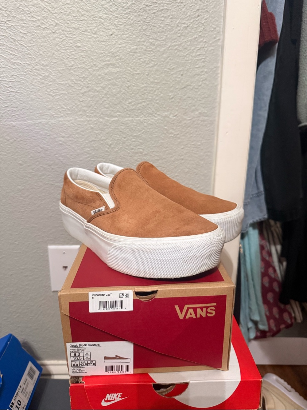 Vans Tan Suede Slip-On Platform Sneakers